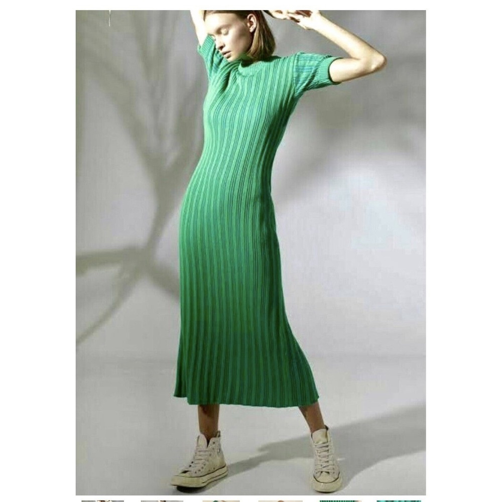 Rue Stiic Wren Pine green ribbed sweater dress ANTHROPOLOGIE